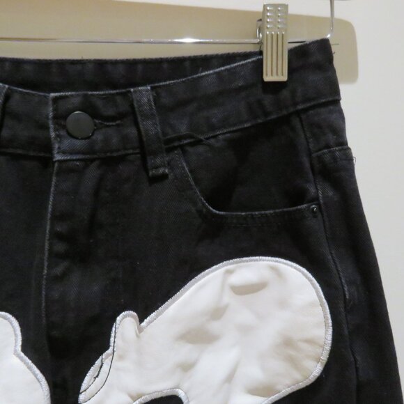 KOLLYY Glass Bones Skeleton Jeans in Black Goth Punk Alt Grunge - Size S - Picture 7 of 13